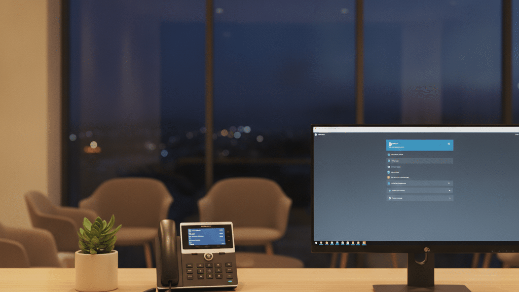Reception Desk In A South African Medical Practice With A Voip Desk Phone And A Softphone On The Monitor